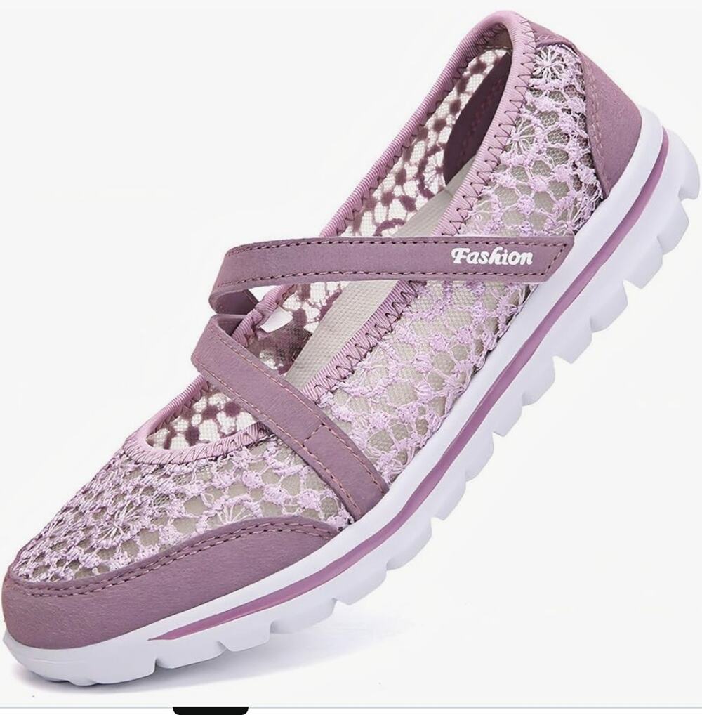Purple Women's Mesh Mary Jane Sneakers Walking Lightweight Breathable Comfort 9